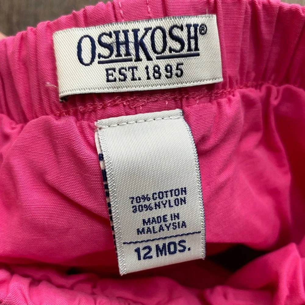 OshKosh B'gosh Pink Skirt 12 Months Embroidered Flowers Cotton Nylon Spring Y2K‎